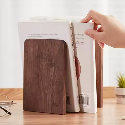 Serre-livres bois naturel – modèle bureau