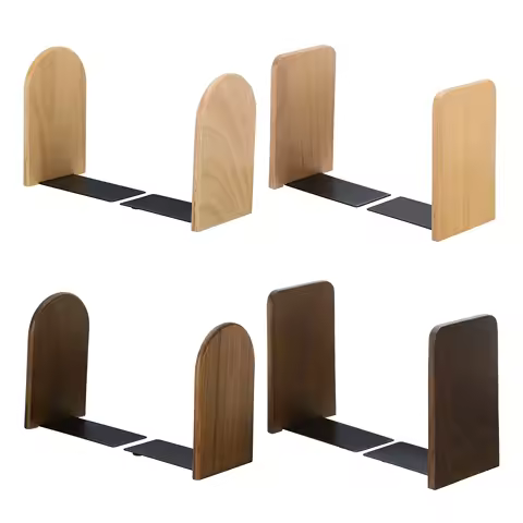 Serre-livres bois et base métal – paire